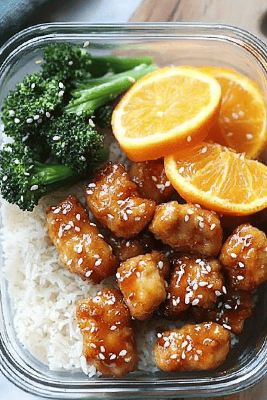 orange sesame chicken ingredients organized and measured on kitchen counter