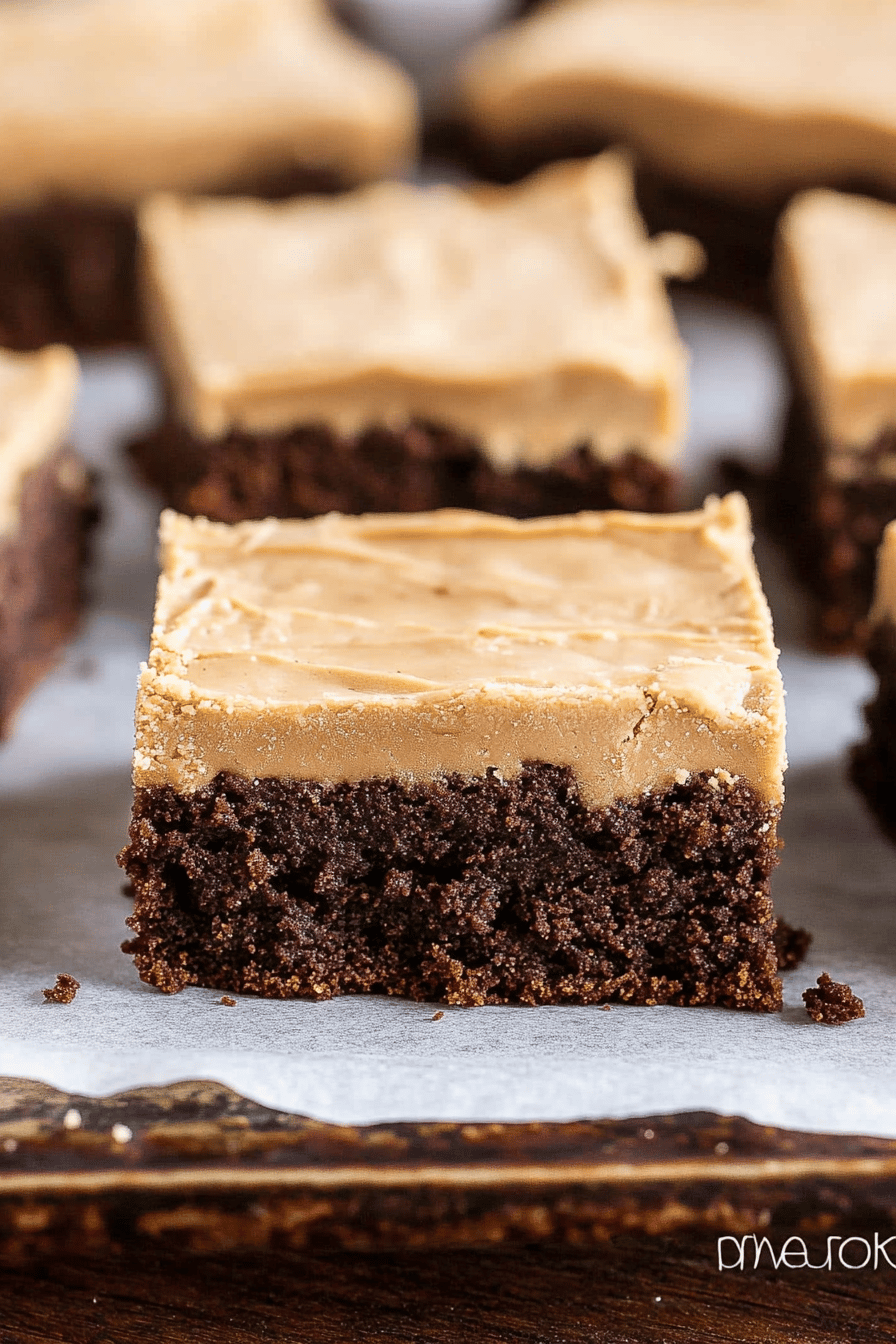 peanut butter brownies slice on plate showing perfect texture and swirl pattern