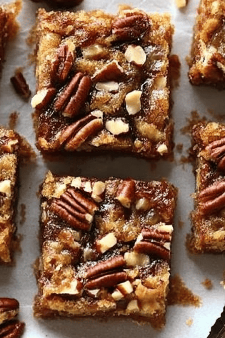 pecan pie bars ingredients organized and measured on kitchen counter