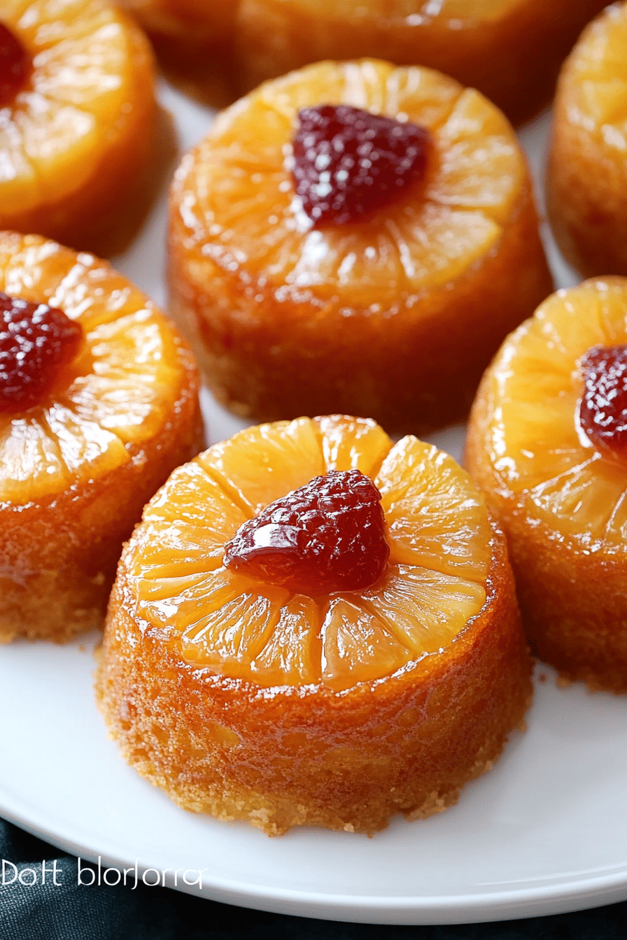 pineapple upside-down cake slice on plate showing perfect texture and swirl pattern