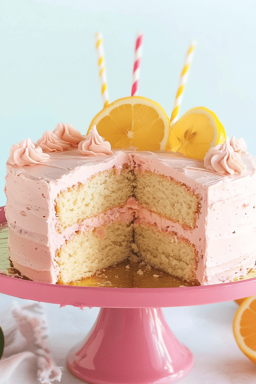pink lemonade cake ingredients organized and measured on kitchen counter