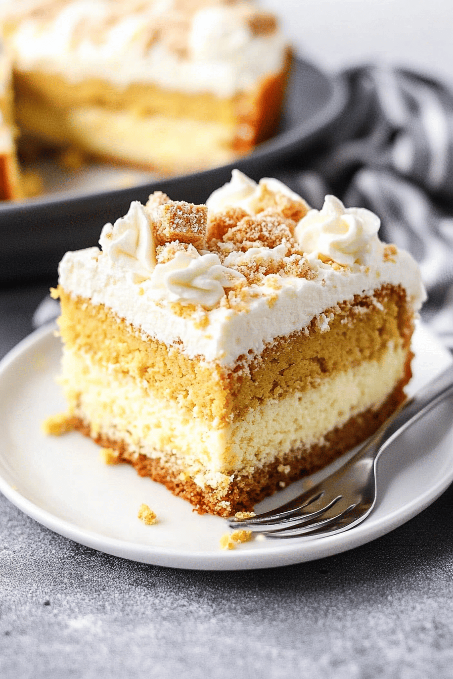 pumpkin cake slice on plate showing perfect texture and swirl pattern