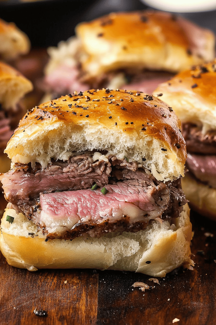 roast beef sliders ingredients organized and measured on kitchen counter
