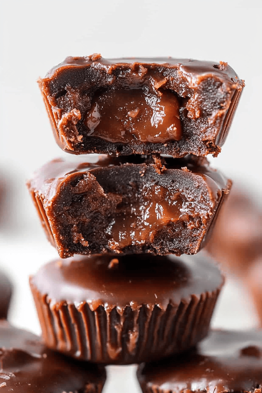 salted caramel cups slice on plate showing perfect texture and swirl pattern