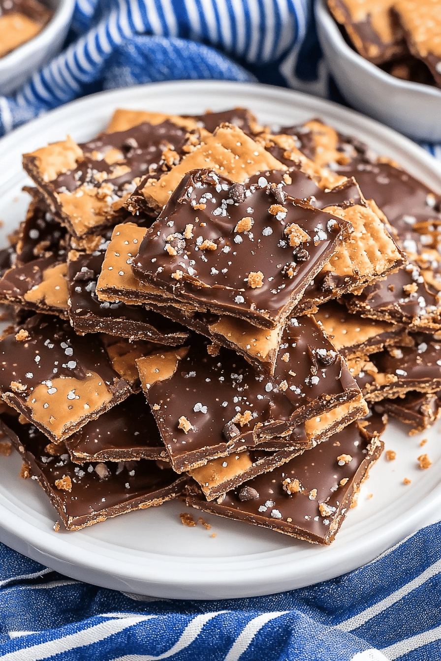 saltine toffee ingredients organized and measured on kitchen counter