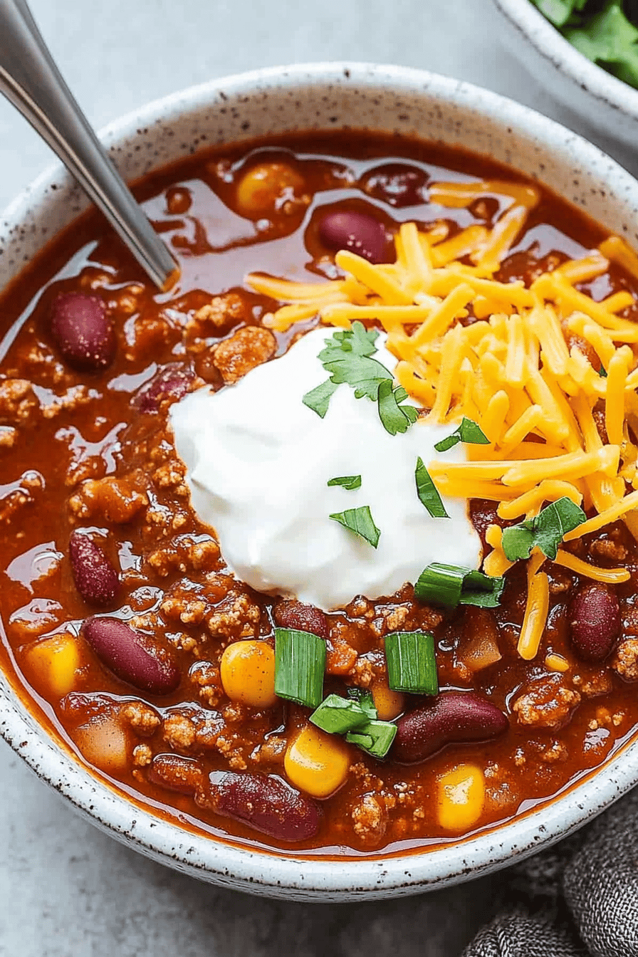 slow cooker chili ingredients organized and measured on kitchen counter