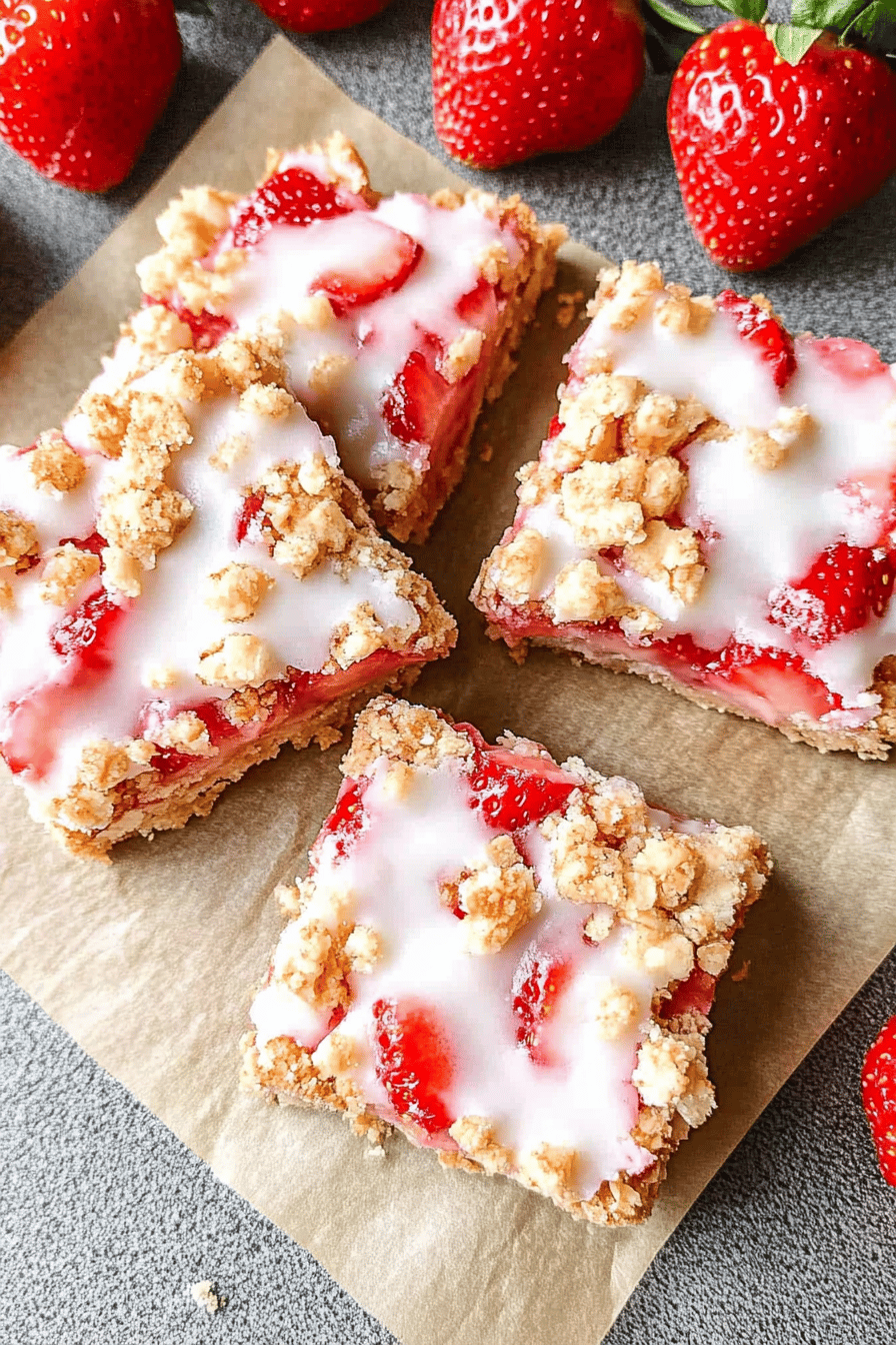 strawberry crumble bars ingredients organized and measured on kitchen counter