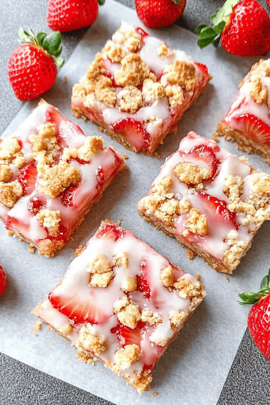 strawberry crumble bars slice on plate showing perfect texture and swirl pattern