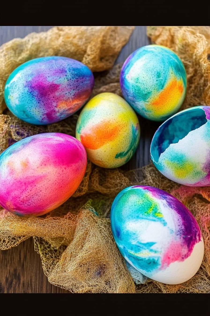 tie dye easter eggs ingredients organized and measured on kitchen counter