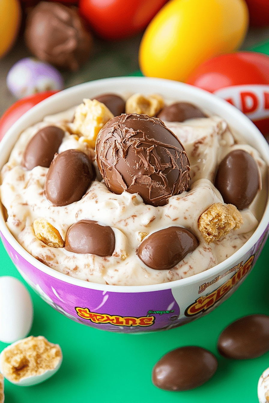 Cadbury Creme Egg Dip slice on plate showing perfect texture and swirl pattern