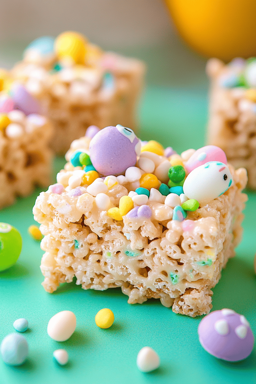 Easter Rice Krispie Treats ingredients organized and measured on kitchen counter