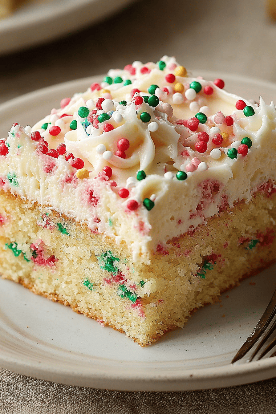 Funfetti sheet cake ingredients organized and measured on kitchen counter