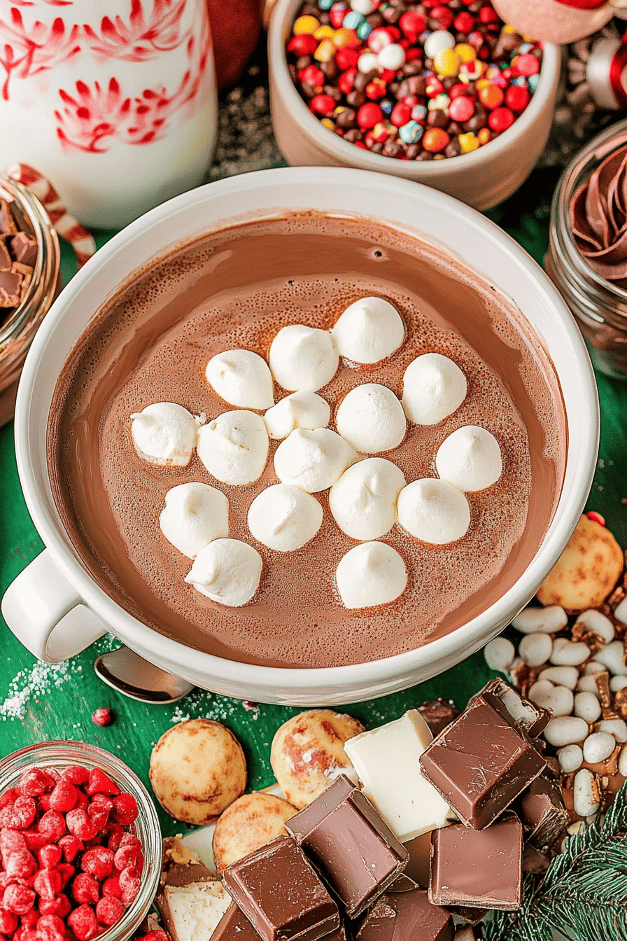 Hot chocolate bar ingredients organized and measured on kitchen counter