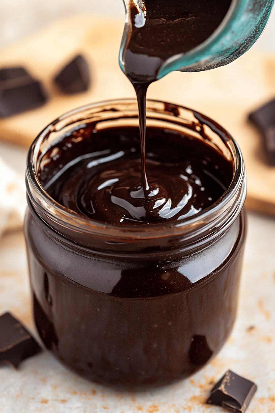 Hot fudge sauce ingredients organized and measured on kitchen counter
