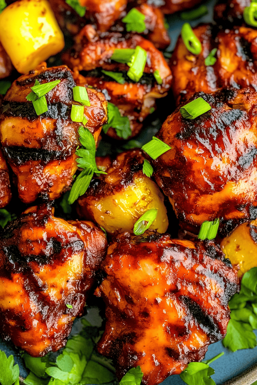 Huli Huli Chicken slice on plate showing perfect texture and swirl pattern