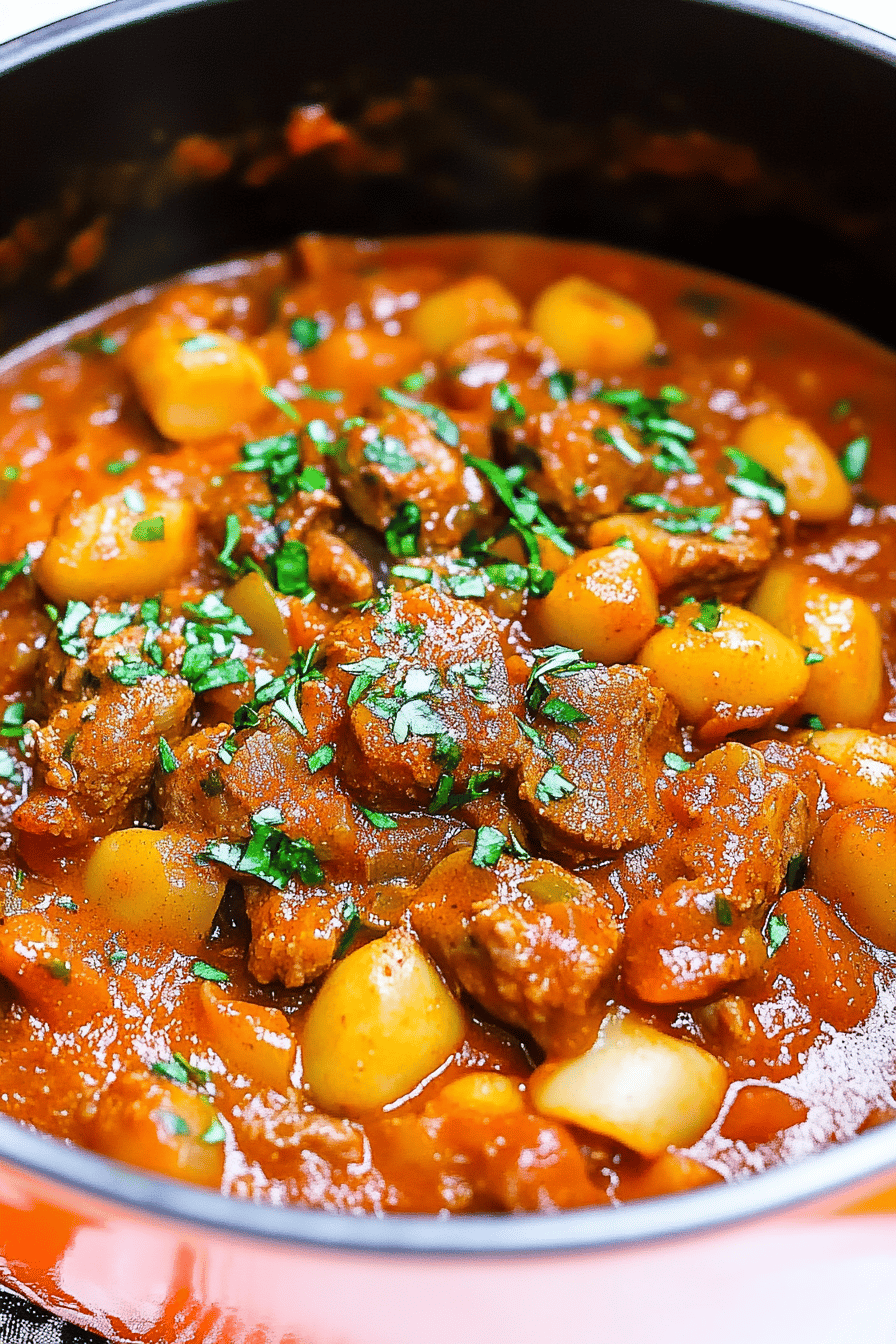 Hungarian Goulash ingredients organized and measured on kitchen counter