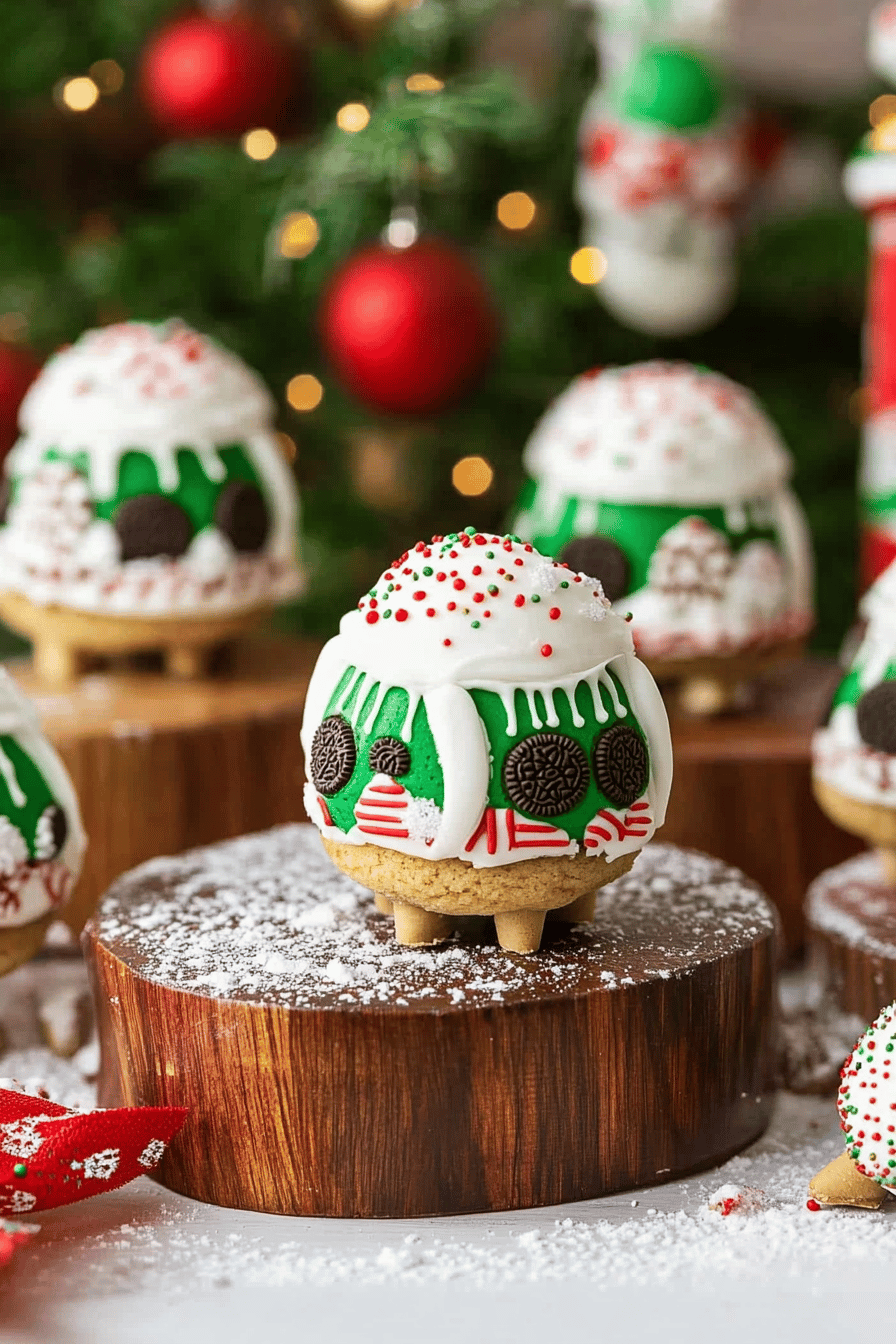 Oreo snow globe cookies ingredients organized and measured on kitchen counter