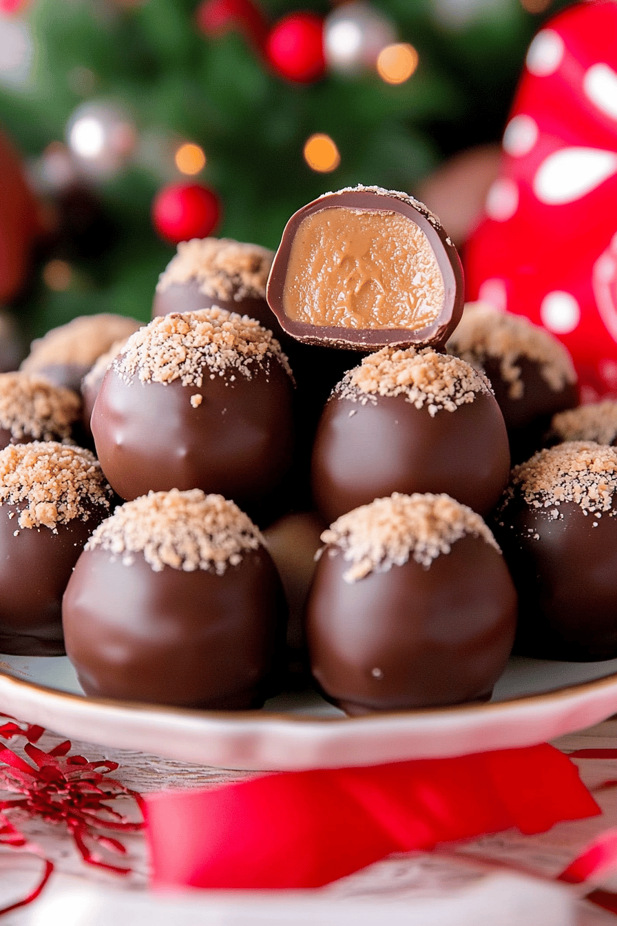 Peanut Butter Buckeyes slice on plate showing perfect texture and swirl pattern