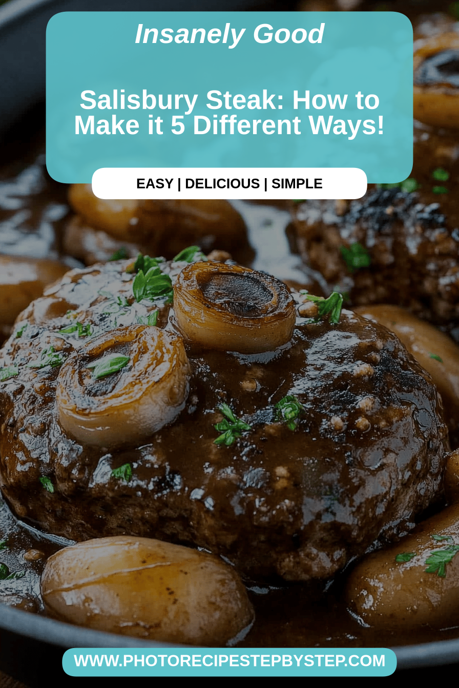 Salisbury steak final dish beautifully presented and ready to serve