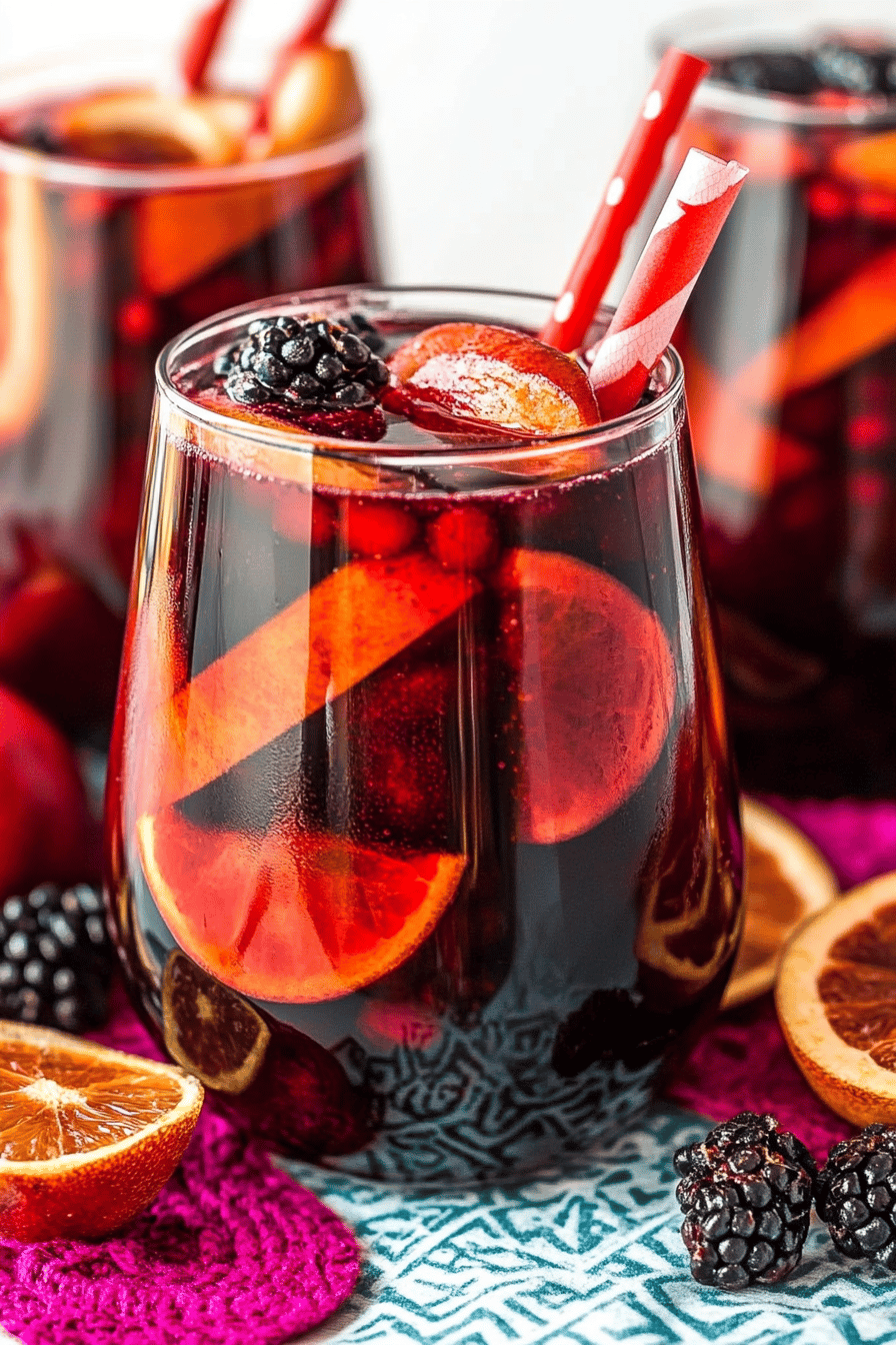 Sangria recipe ingredients organized and measured on kitchen counter