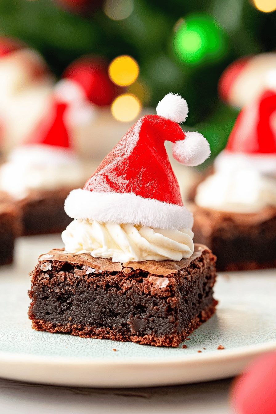 Santa hat brownies ingredients organized and measured on kitchen counter