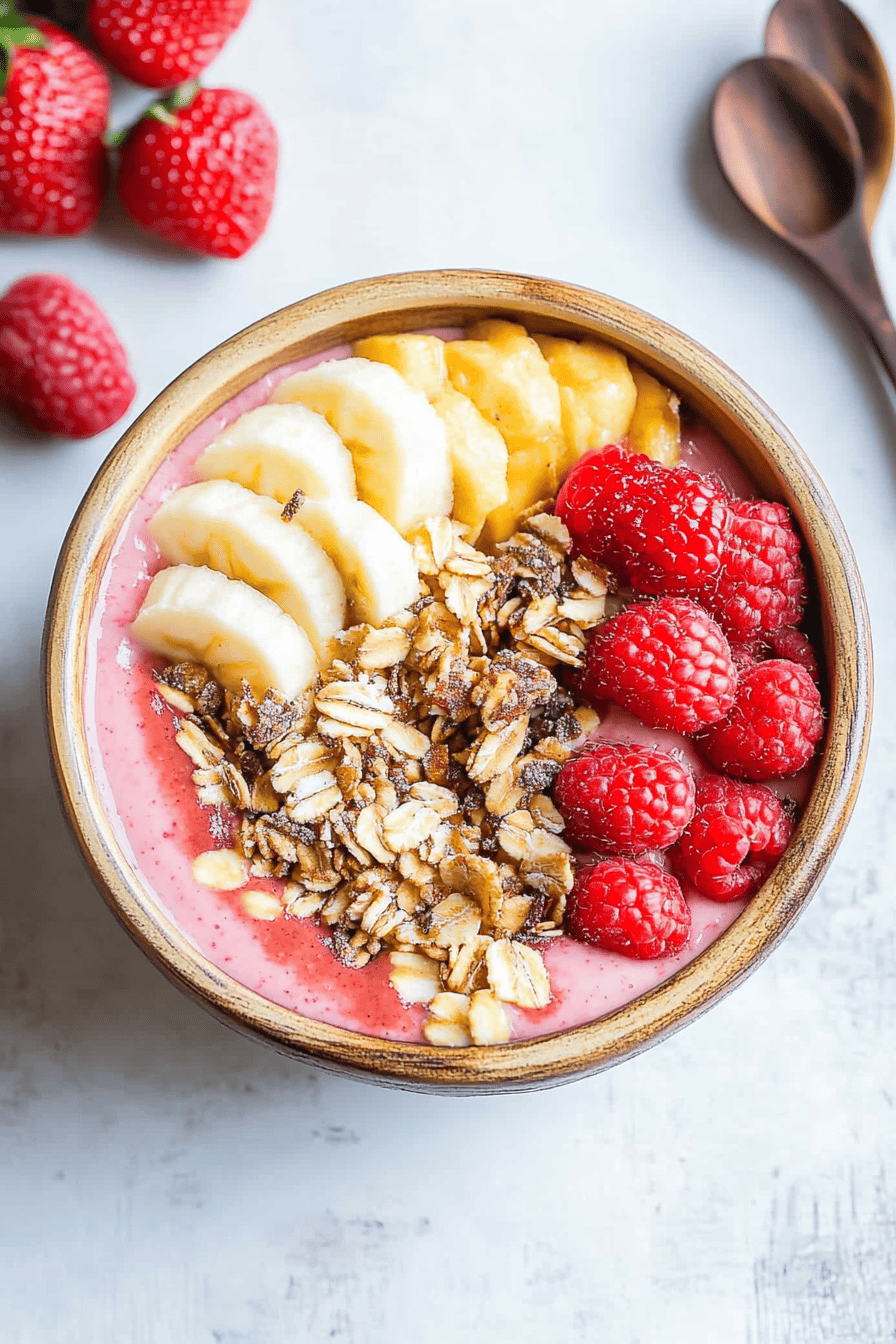 Smoothie Bowl slice on plate showing perfect texture and swirl pattern