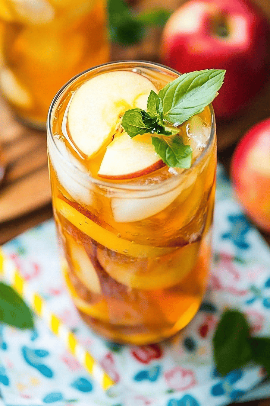 apple iced tea ingredients organized and measured on kitchen counter