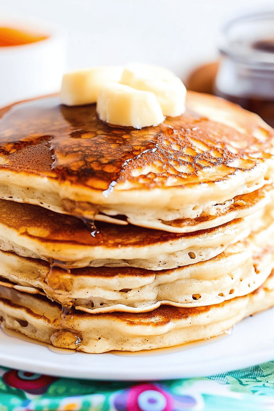 buttermilk pancakes slice on plate showing perfect texture and swirl pattern