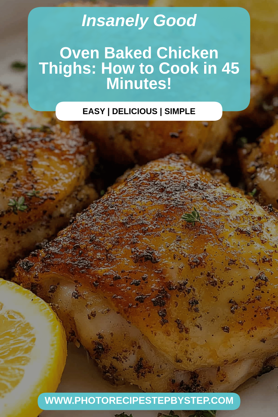 Crispy baked chicken thighs, golden brown and perfectly seasoned, arranged attractively on a serving platter