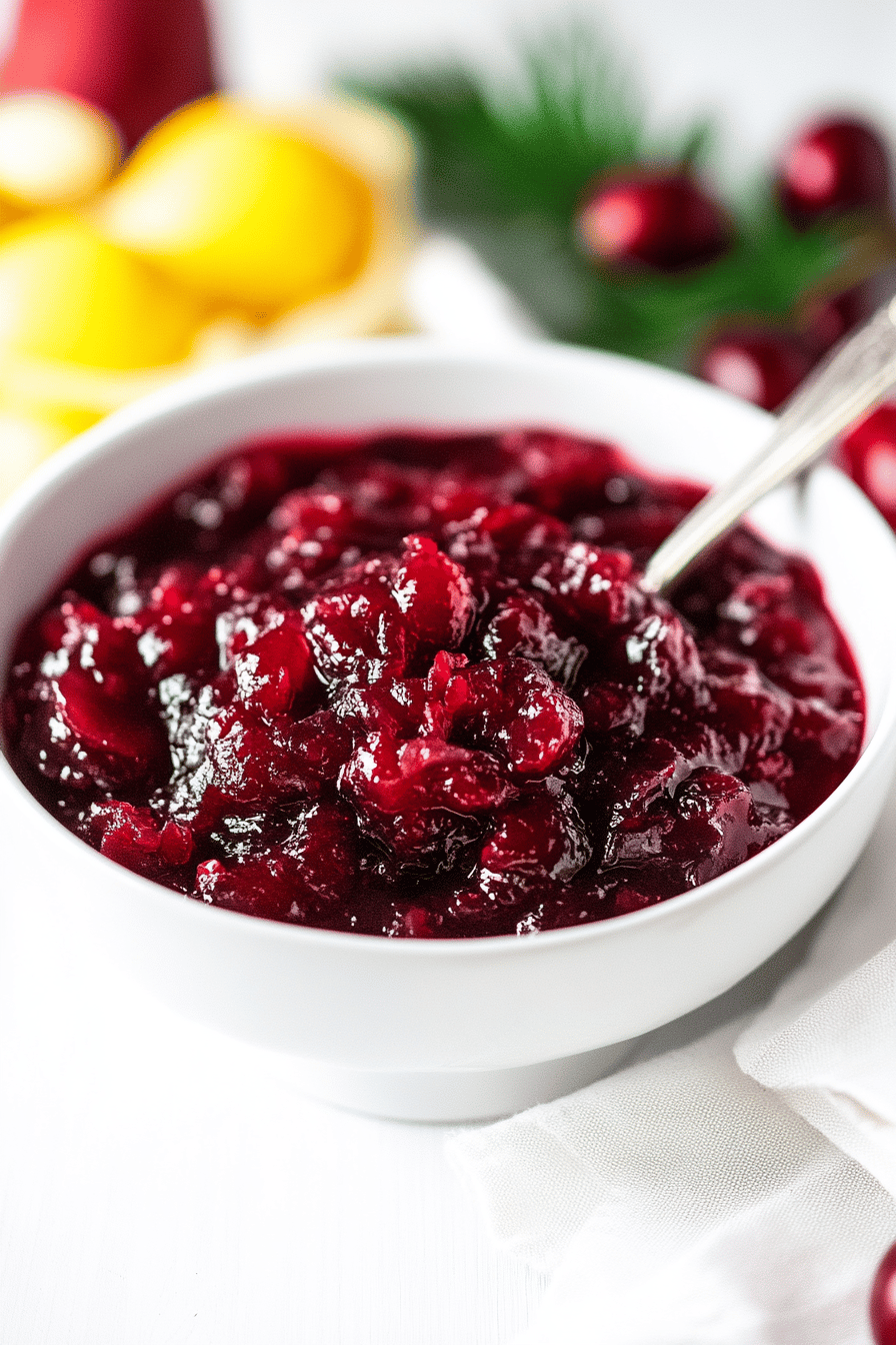 cranberry sauce ingredients organized and measured on kitchen counter