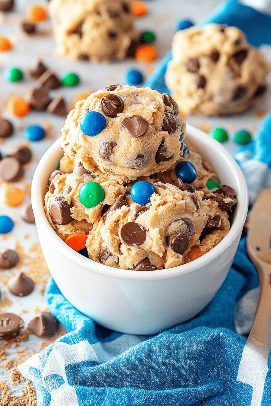 edible cookie dough slice on plate showing perfect texture and swirl pattern