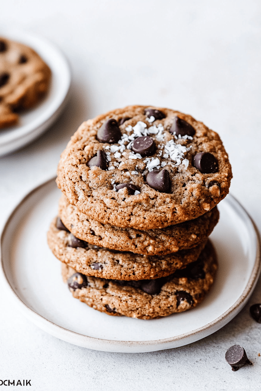 gluten-free chocolate chip cookies slice on plate showing perfect texture and swirl pattern
