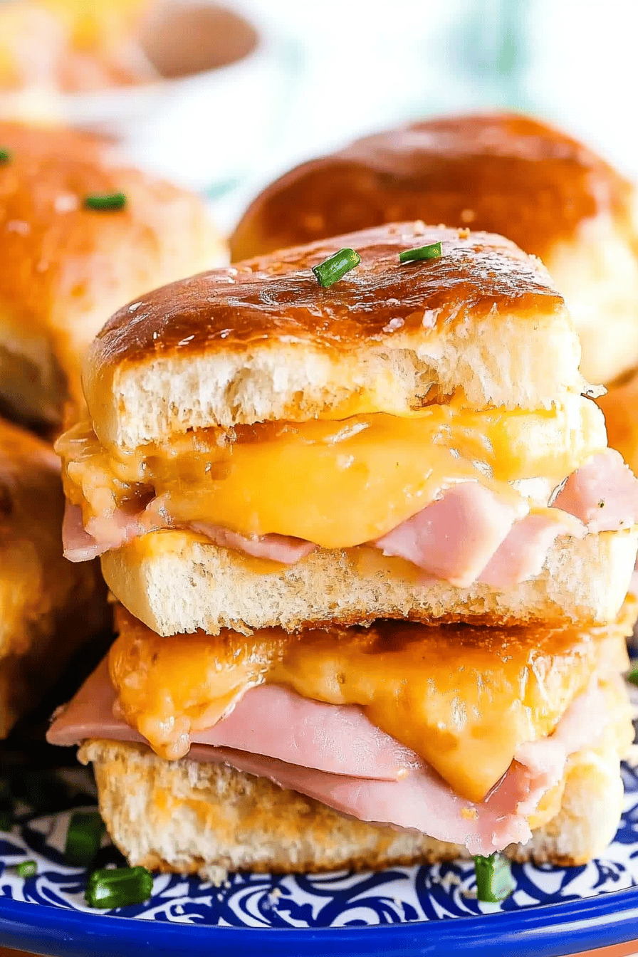 ham and cheese sliders slice on plate showing perfect texture and swirl pattern