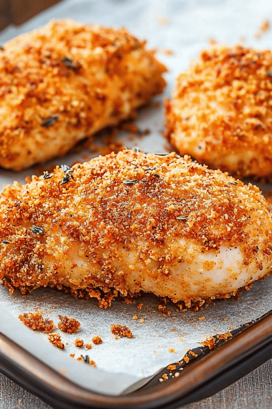 oven fried chicken ingredients organized and measured on kitchen counter