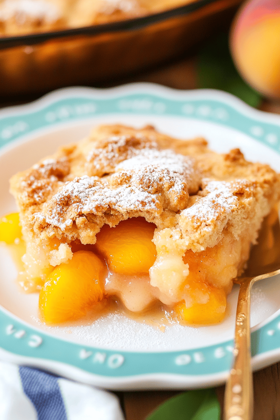 Fresh peaches, flour, sugar, butter, and spices arranged neatly on a kitchen counter, ready for making peach cobbler.