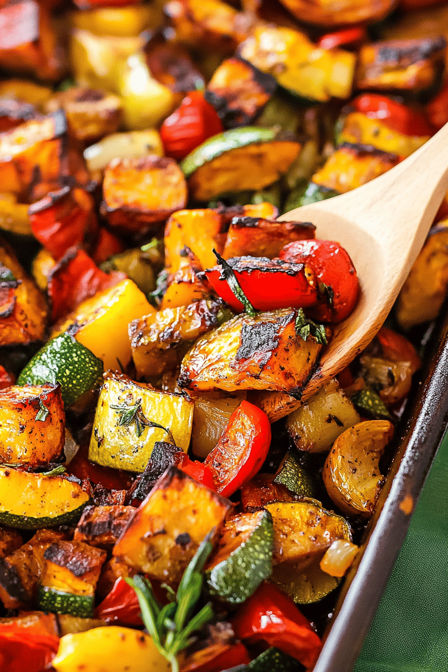 roasted vegetables slice on plate showing perfect texture and swirl pattern