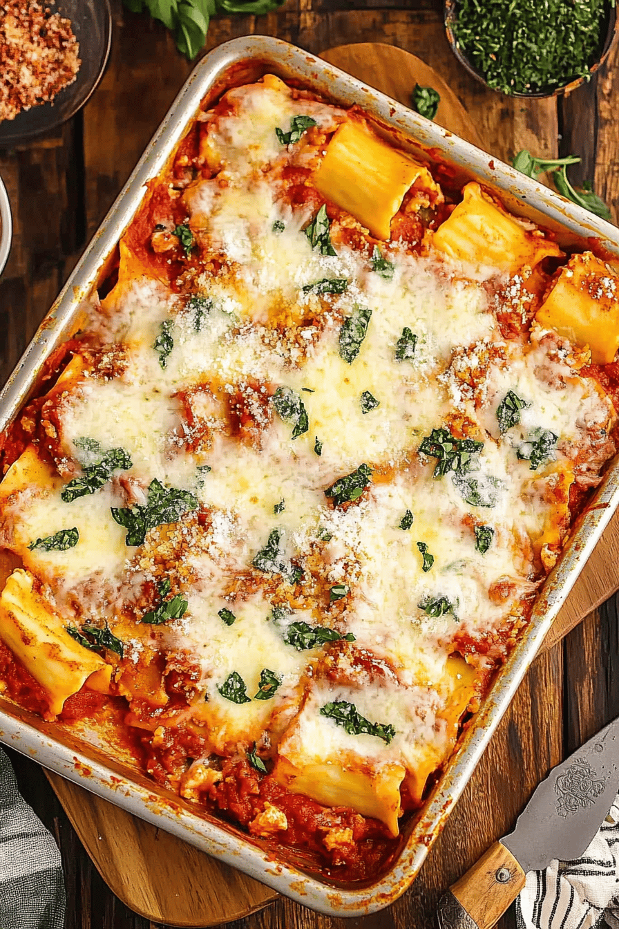 sheet pan lasagna ingredients organized and measured on kitchen counter