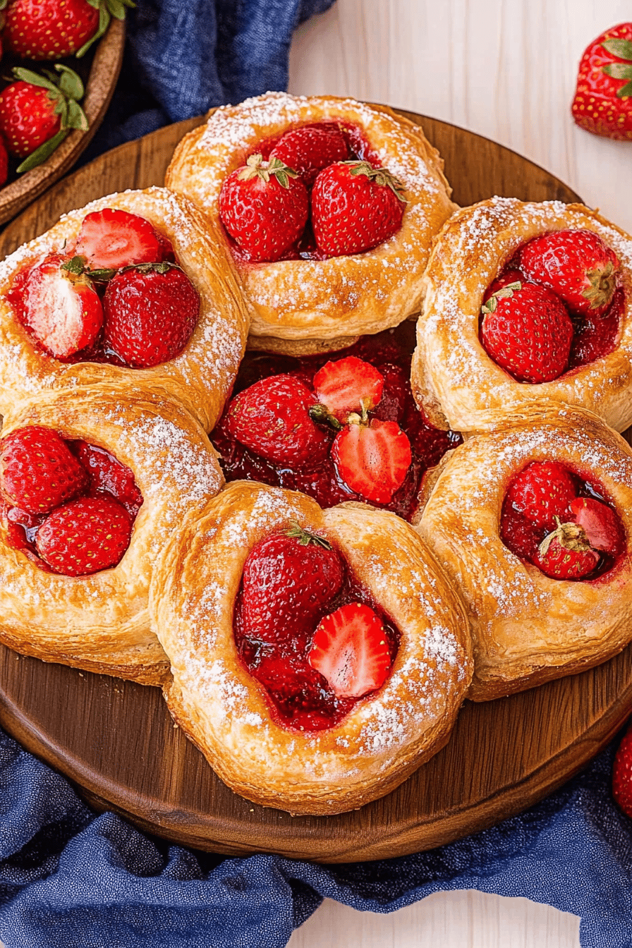 strawberry danish ingredients organized and measured on kitchen counter